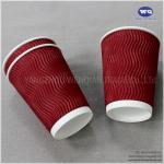 12oz Red Disposable LOGO Printed Ripple Wall paper Cups Personalised Paper