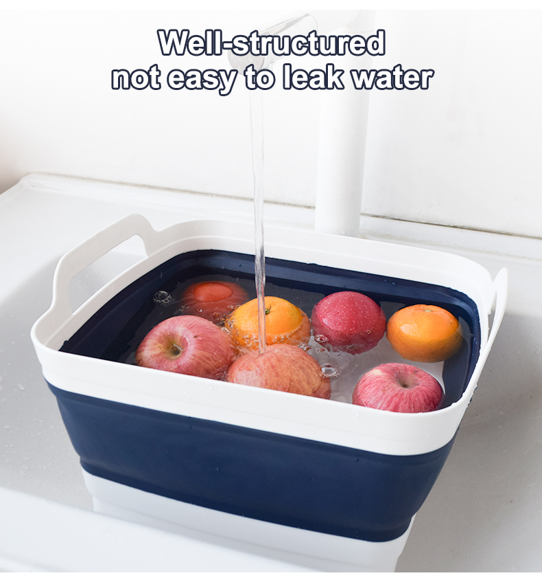 Collapsible 9L Silicone Strainer Basket Silicone Household Products Blue White