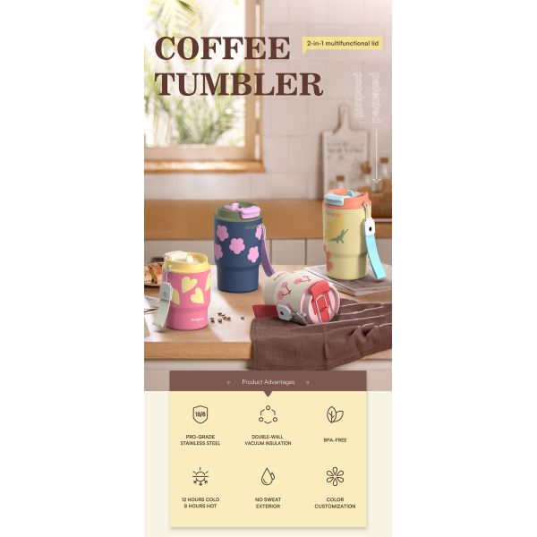 Customized Cross-border Foreign Trade Insulated Flask Coffee Cups Double Drinking Drinkware Tether Water Tumbler Travel Portable Insulated Cups