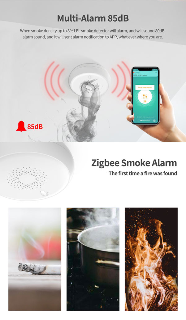 2.4GHz Zigbee Smoke And CO Detector DC 3V Fast Acting Photoelectric