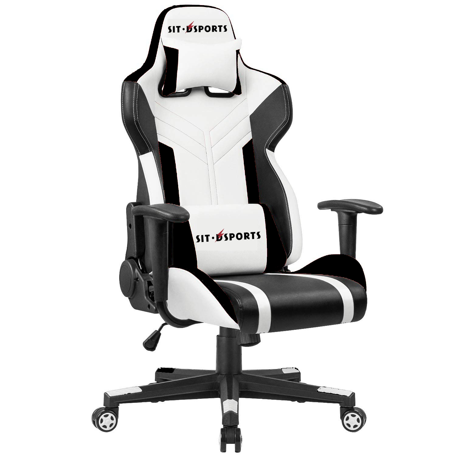 White PU Leather Racing Gaming Chair for Comfortable Gaming in Office/Home/Apartment