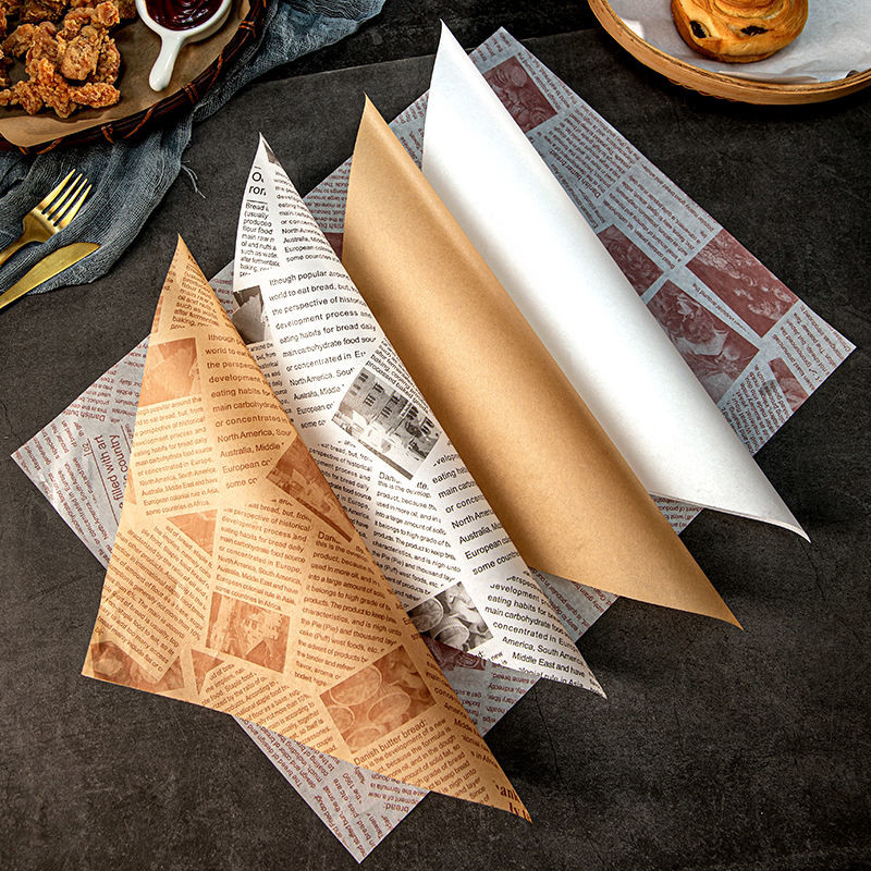 Food grade printing burger wrapping tissue paper grease resistant food safe greaseproof paper