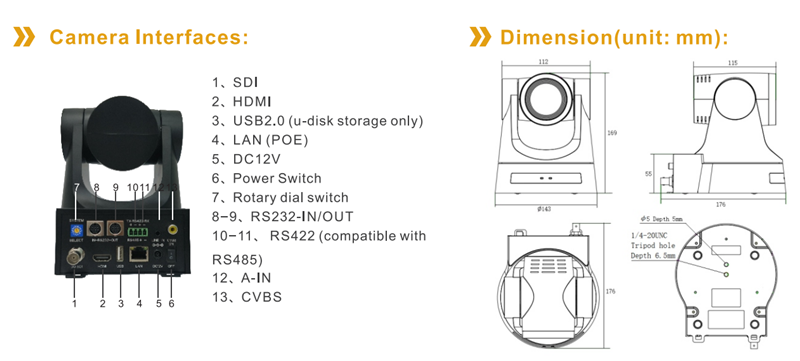 20X Zoom 1080P Health Care,Live Stream Huddle Room Video Conference Camera CVBS,LAN(POE)PTZ Conference Camera