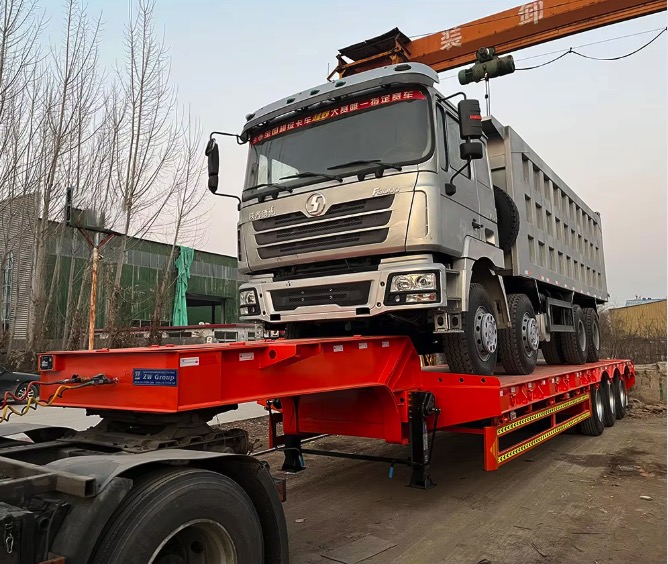 Front Loading Lowboy Trailer 4 axle 120ton Detachable Gooseneck Hydraulic Removable Drop Deck Lowbed Trailer for Kenya