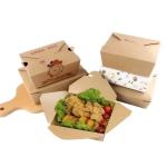 1200ml Kraft Paper Box Disposable chicken Take Away Paper Salad Dessert Paper