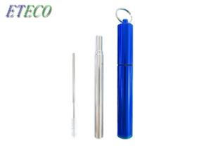 China Blue Personalized Stainless Steel Straws , Non Plastic Drinking Straws wholesale