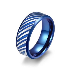 China Classic Fashion Men's Rings Blue Plated Hip Hop Punk Stainless Steel Chain Ring Jewelry wholesale