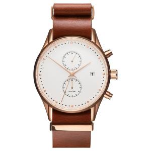 China Long genuine leather strap stainless steel case back watch brand wholesale