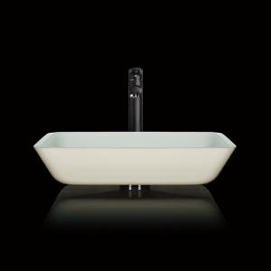 China Pedestal Above Counter Rectangular Vessel Sink Glass Bowl Bathroom Countertop wholesale