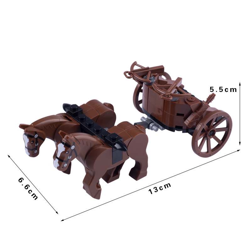 Medieval City Scene Military Building Blocks Set with Man Carriage Soldier and Chariot