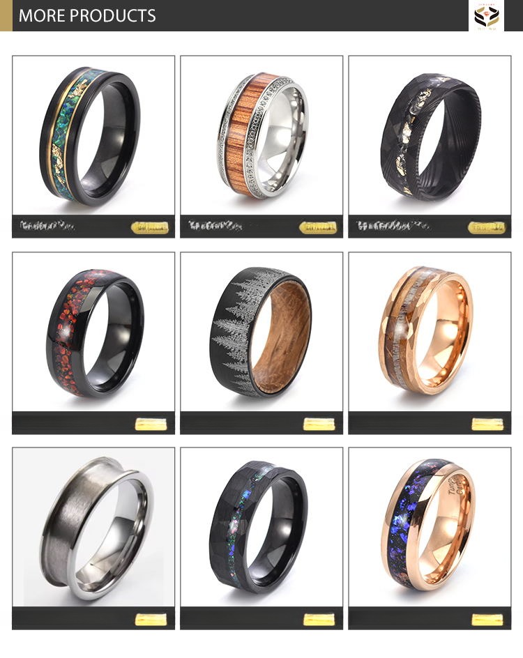 Mens Black Tungsten Meteorite Inlay Wedding Band 8mm With Geometric Diamond Shape And Guitar String Design