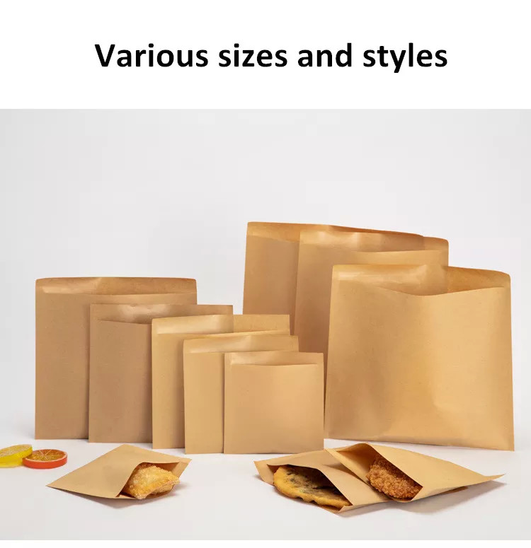 100 Pack Biodegradable Flat Kraft Paper Bags Envelopes For Cookie Popcorn Sandwichs