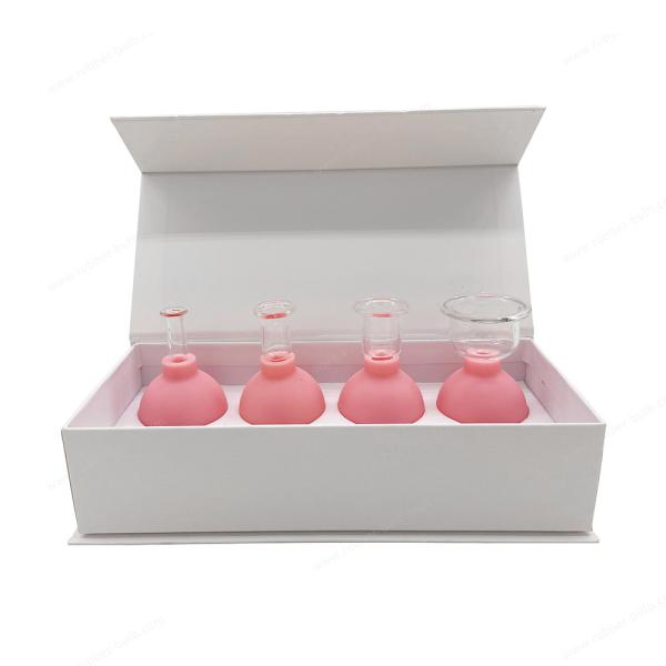 4 Pieces Glass Facial Cupping Set-Silicone Vacuum Suction Massage Cups Anti