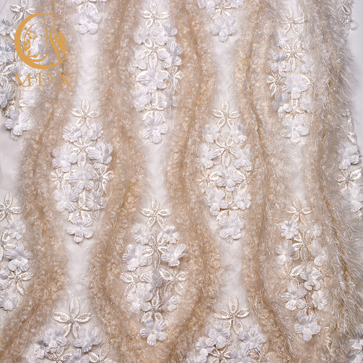 Haute Sequined Couture Lace Fabric Luxury Flower Embroidered