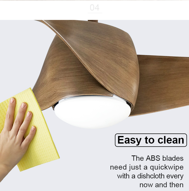 Home Office Fan Diameter 52 Inch with LED Lights and Decorative 3 Wooden Color Blades