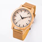 Mens Wooden Watch Waterproof Mineral Glass Mens Leather Wrist Watch