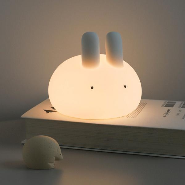 White Squishy Bunny Night Light Waterproof 16 Colors Cute Kids Santacam Nightlight