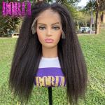 Pre plucked Hair Line Kinky Straight 100% Human Hair Lace Frontal Wigs