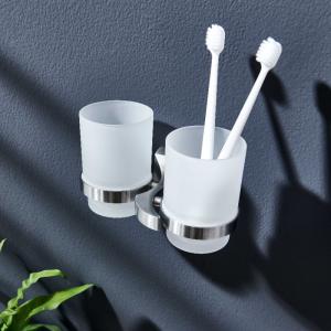 China Double Toothbrush Bathroom Tumbler Holders Glass Polished Satin wholesale