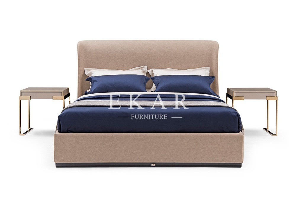 Modern Fabric Upholstered Headboard Wooden Divan Bed