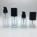 Luxury Square Empty Foundation Glass Lotion Bottles With Pump 15ml