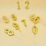 Champagne Gold Birthday Candles Number 0-9 Cake Topper Happy Birthday Decoration
