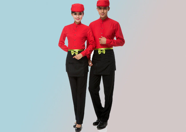 Solid Color Collar Restaurant Staff Uniform Long Sleeve With Shirt And Pants