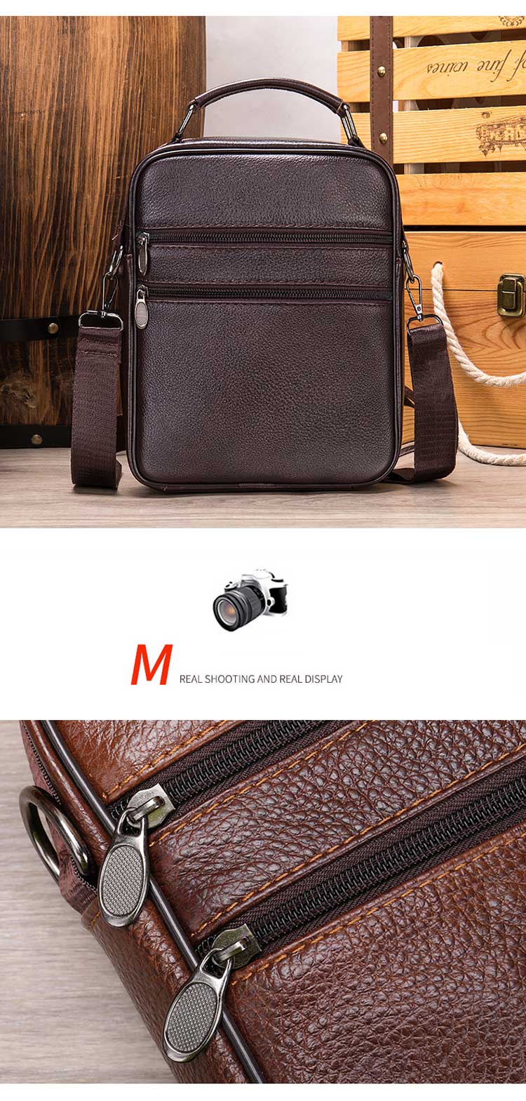 Genuine Leather Men Small Flap Top-handle Handbags Crossbody Bag for Shoulder Messenger