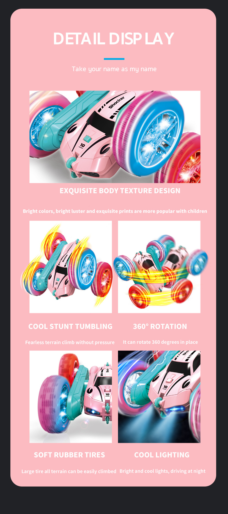 RC Stunt Cars Remote Control Car Double-Sided Driving 360-degree Flips Rotating Car Toy