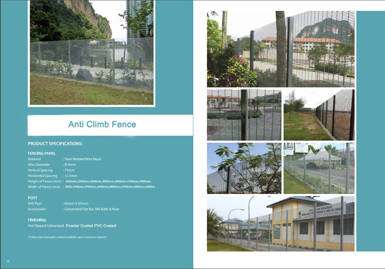 Galvanized South Africa 358 Anti Climb Clearvu Mesh Fence