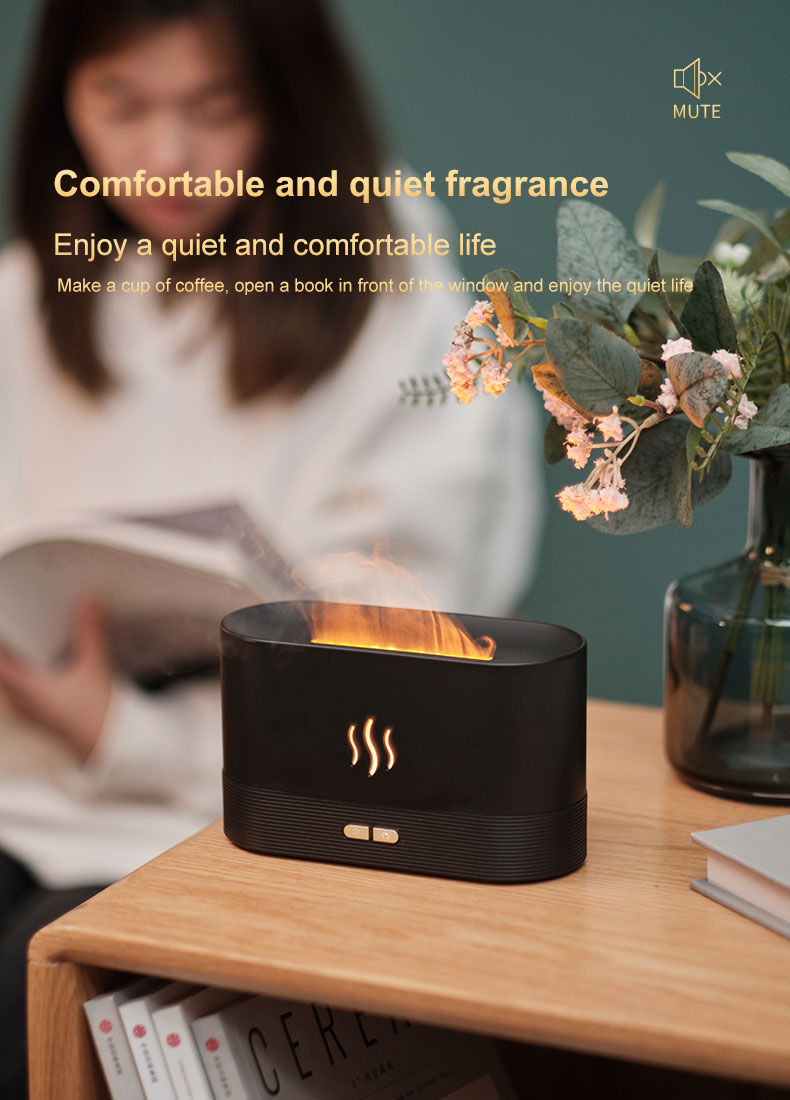 HOMEFISH ABS PP Ultrasonic Aroma Humidifier Flame Aromatherapy Machine 180ml