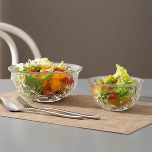 China Vintage Glass Kitchen Wares Embossed Pressed Clear Glass Salad Bowls wholesale