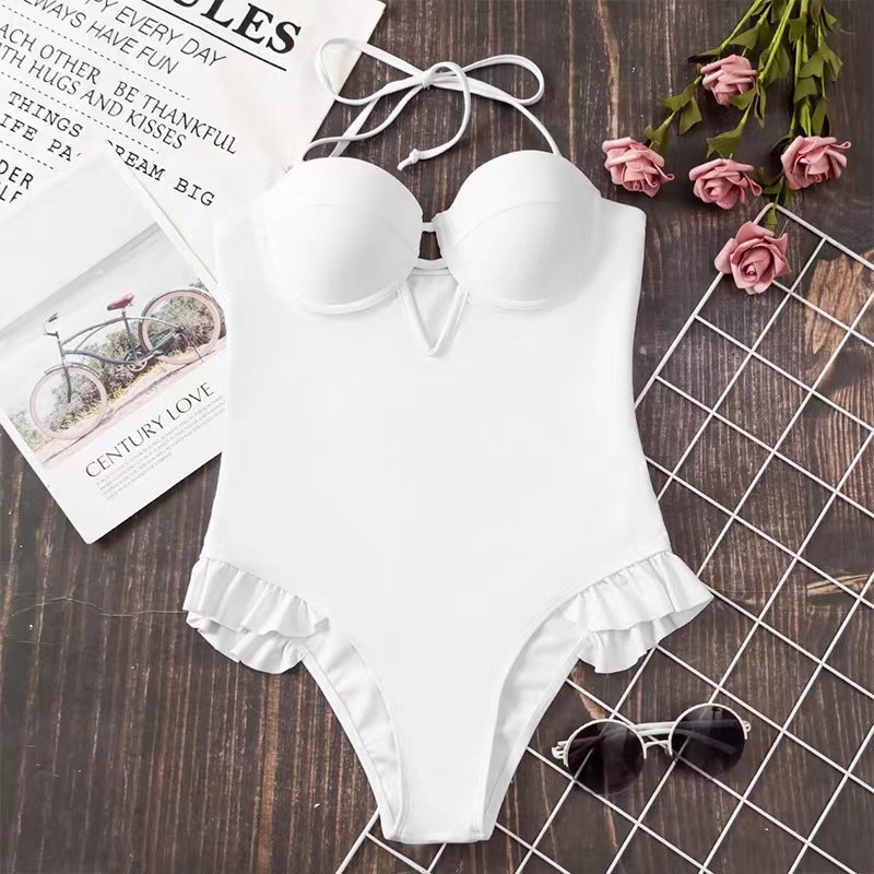UPF Function white Bathing Suit Two Pieces Summer Bikini Nylon Fabric