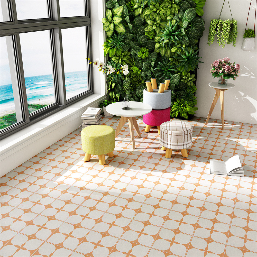 Eco-Friendly Beige 200x200mm Floor And Wall Floret Ceramic Rustic Tiles For Balcony And Bathroom