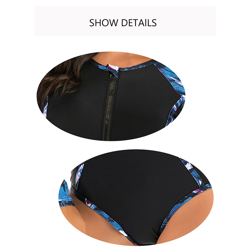 Waterproof Long Sleeve 1 Piece Swimsuit Moisture Wicking Sexy Women Bathing Suits