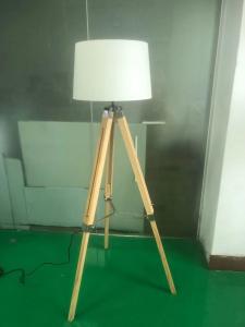 China E26 E27 E12 E14 Socket Trio Wooden Floor Lamp With Drum Lampshade wholesale