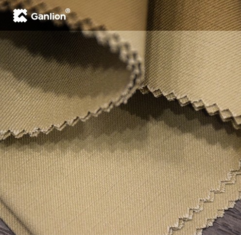 Khaki Poly Cotton Fire Resistant Clothing Materials Twill 2/1