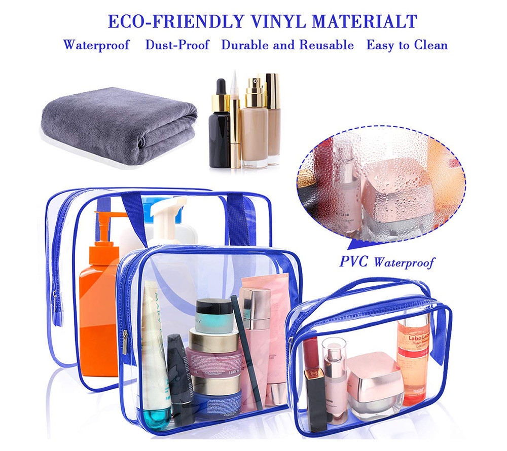 Multifunctional 6pcs Clear PVC Travel Luggage Pouch With Handle