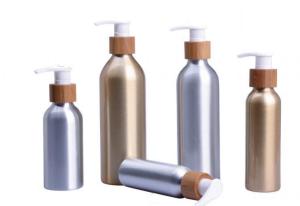 China 80 120 250 300ml Aluminium Cosmetic Bottle Bamboo Lotion Pump Containers wholesale