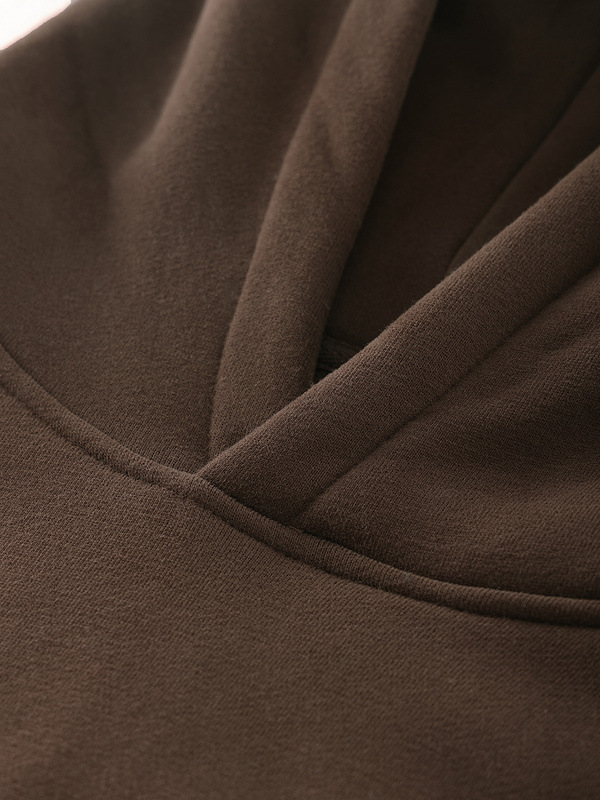 Thick French Terry Fleece Men'S Big Oversized Hoodie Drop Brown Grey Shoulder Hoodies Style Pullover