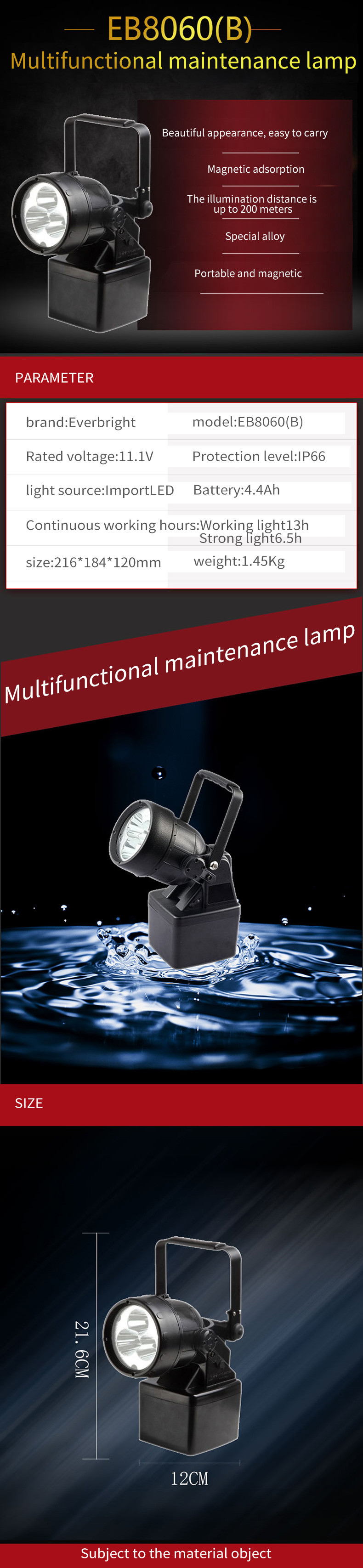 Emergency Explosion Proof 12V LED Handheld Spotlight For Boat