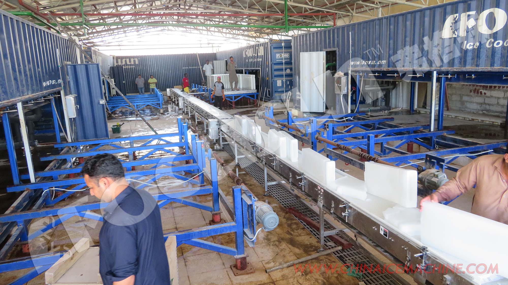Frascold Compressor Used Air Cooling 1MT Solar Block Ice Making Machine for in Ghana