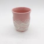 Pink Lace Dress Ceramic Bathroom Set / Soap Lotion Dispenser Set Dish Brush