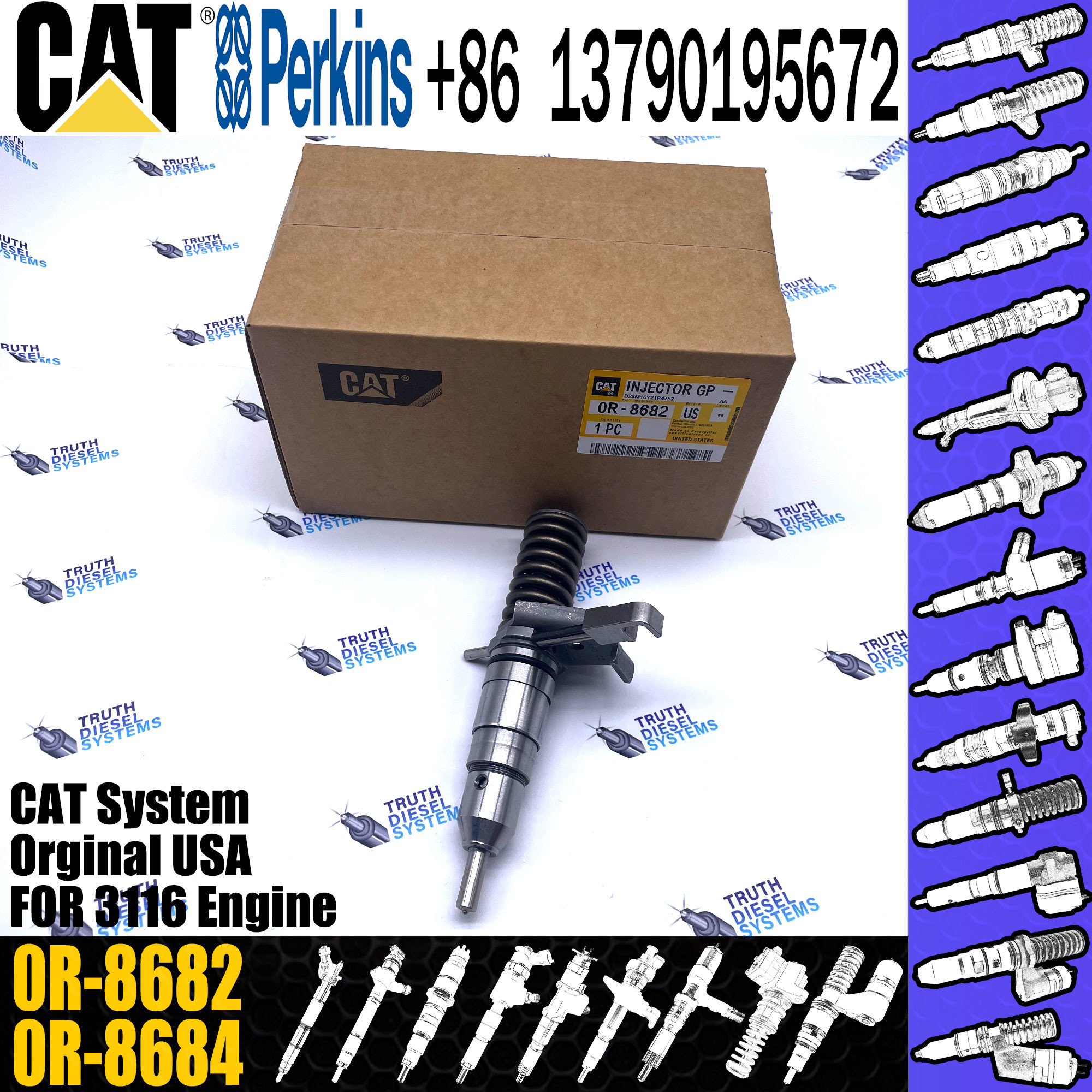 Machinery Parts Diesel Fuel Injector 127-8218 1278218 107-7735 107-7733 0R-8682 For Caterpillar 3116 3126 3100 Engine