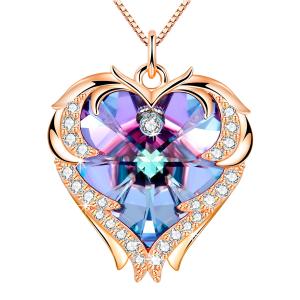 China 8.2g 1.5ft Crystal Heart Necklace Slightly Askew Heart Shape Pendant wholesale