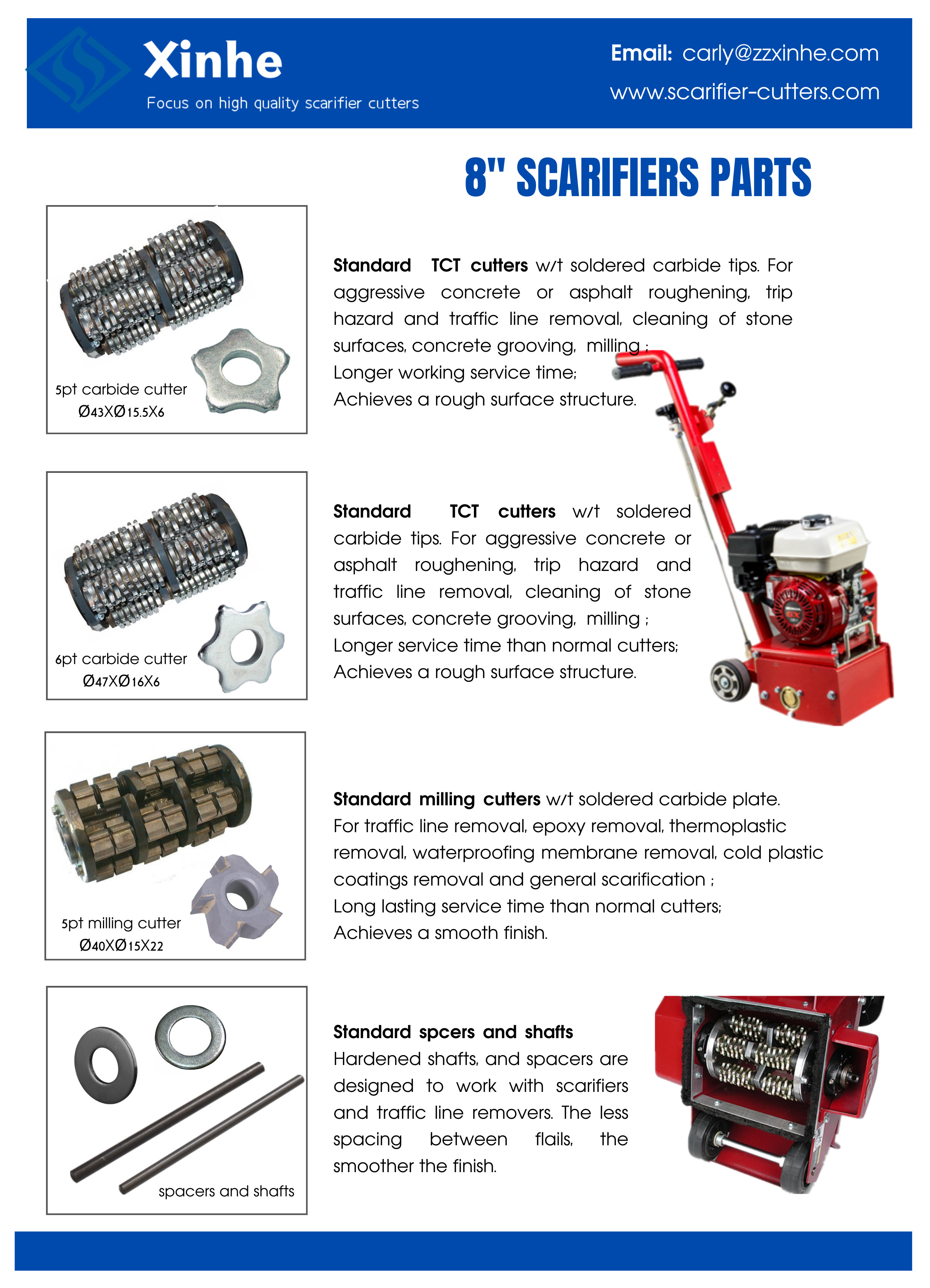 Scarifier Machine Tungsten Cutter 5 Points For Construction Units Concrete Lines Removal