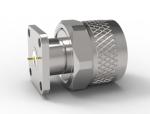 18GHz, N Type Plug(Male) Straight Connector, 4-Hole Flange(17.5mm*17.5mm),