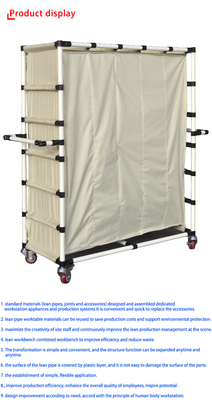 Canvas Turnover Stainless Steel Trolley / Rolling Utility Cart For Workshop Factory