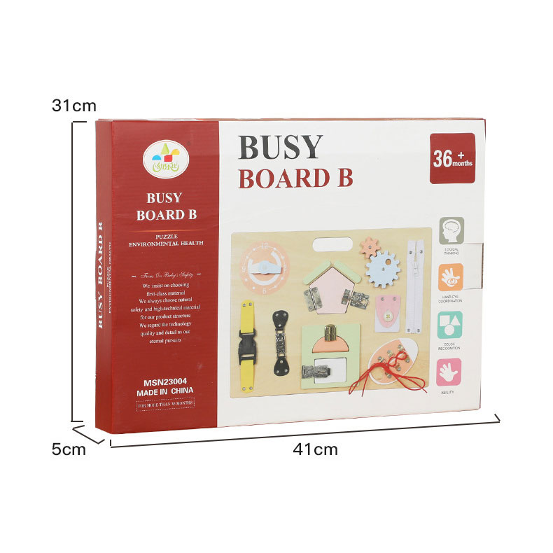 Beech Wood Busy Board Montessori Wall Game Board Toy for Kids Memory and Thinking Training
