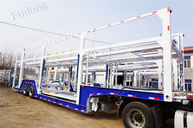 2 / 3 Axles Hydraulic Car Carrier Trailer 8 To 24 Sets Mechanical Suspension